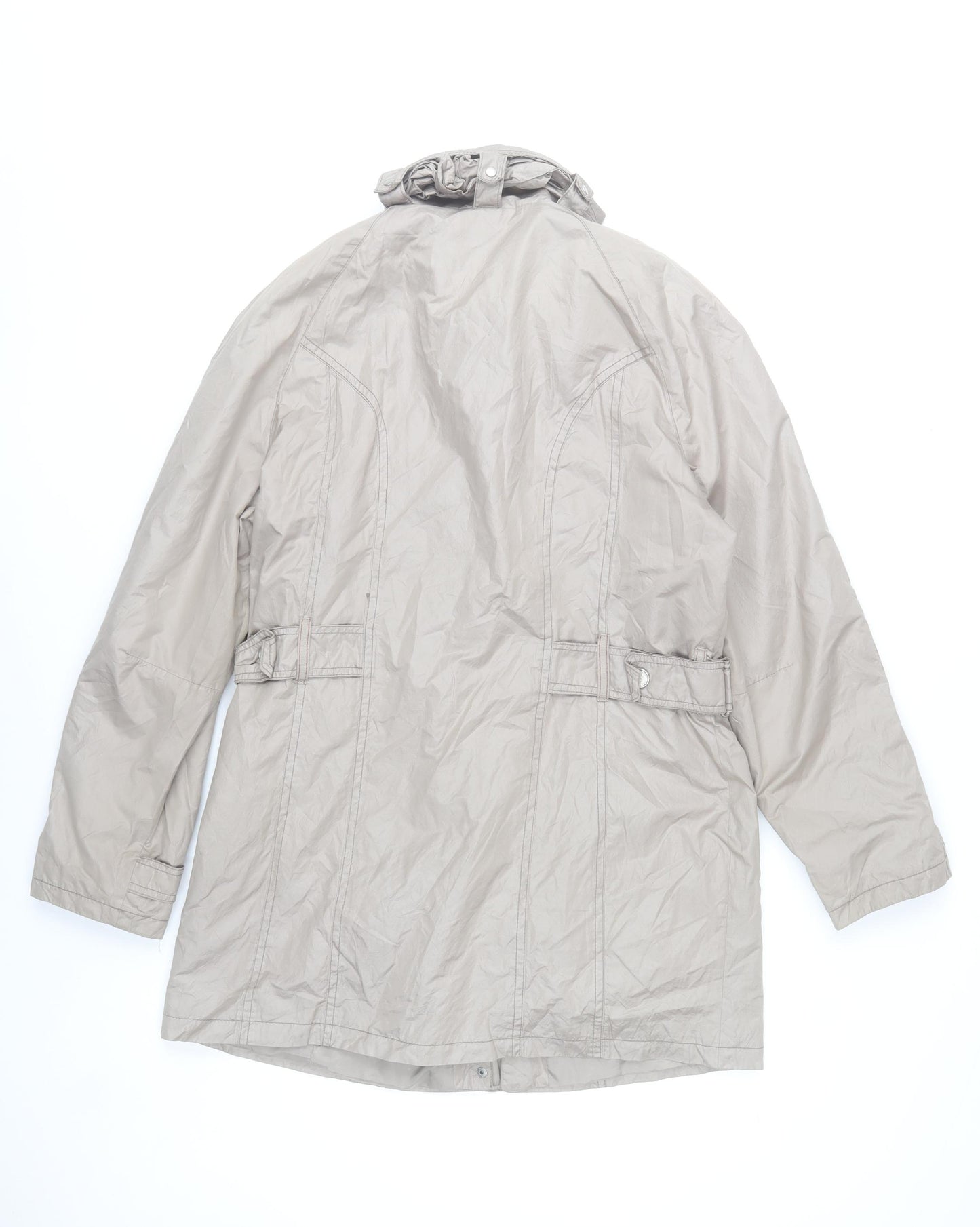 Barbara Lebek Women Beige Jacket UK 14 Mid-Length Wool Blend