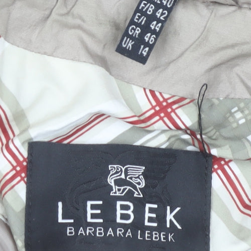 Barbara Lebek Women Beige Jacket UK 14 Mid-Length Wool Blend