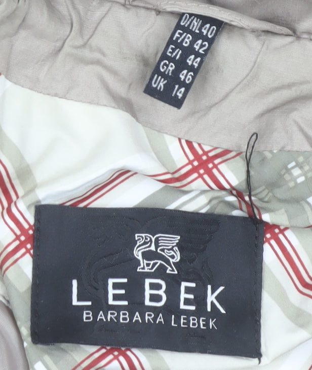 Barbara Lebek Women Beige Jacket UK 14 Mid-Length Wool Blend