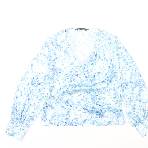 Zara Women’s Multicoloured Floral Wrap Blouse Long Sleeve L