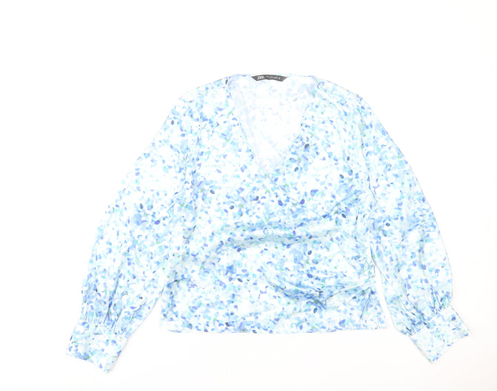 Zara Women’s Multicoloured Floral Wrap Blouse Long Sleeve L