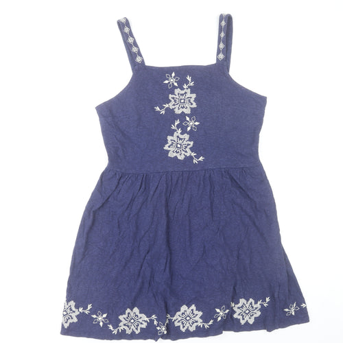 Topshop Women’s Blue Embroidered A-Line Dress Size 12 Summer