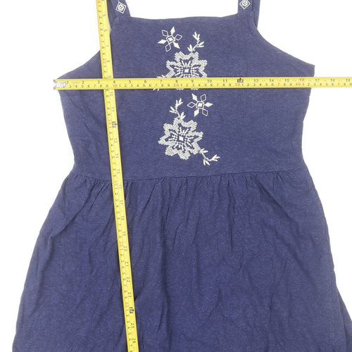 Topshop Women’s Blue Embroidered A-Line Dress Size 12 Summer