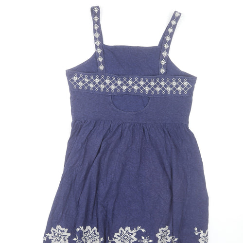 Topshop Women’s Blue Embroidered A-Line Dress Size 12 Summer