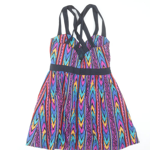ASOS Women’s Multicoloured Skater Dress UK 12 Cotton Geometric Sleeveless