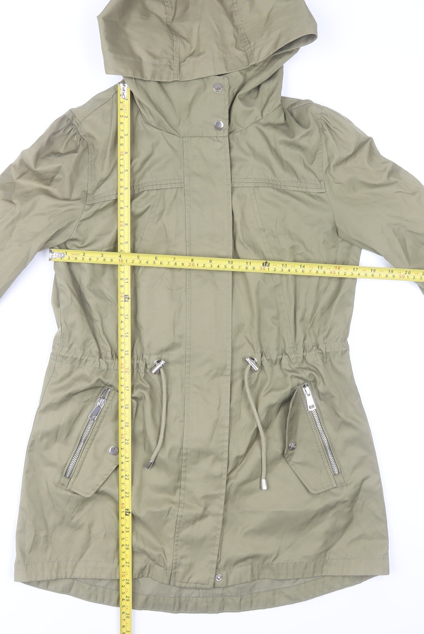 George Women’s XS Khaki Parka Jacket Hooded Full Zip Casual