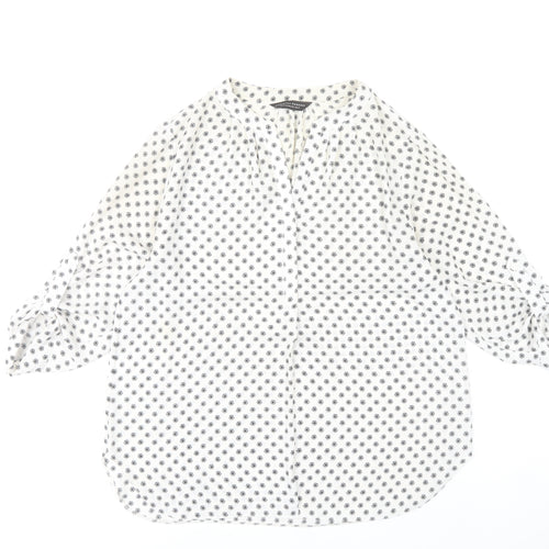 Dorothy Perkins Women’s White Floral Blouse Size 12 Tunic 3/4 Sleeve