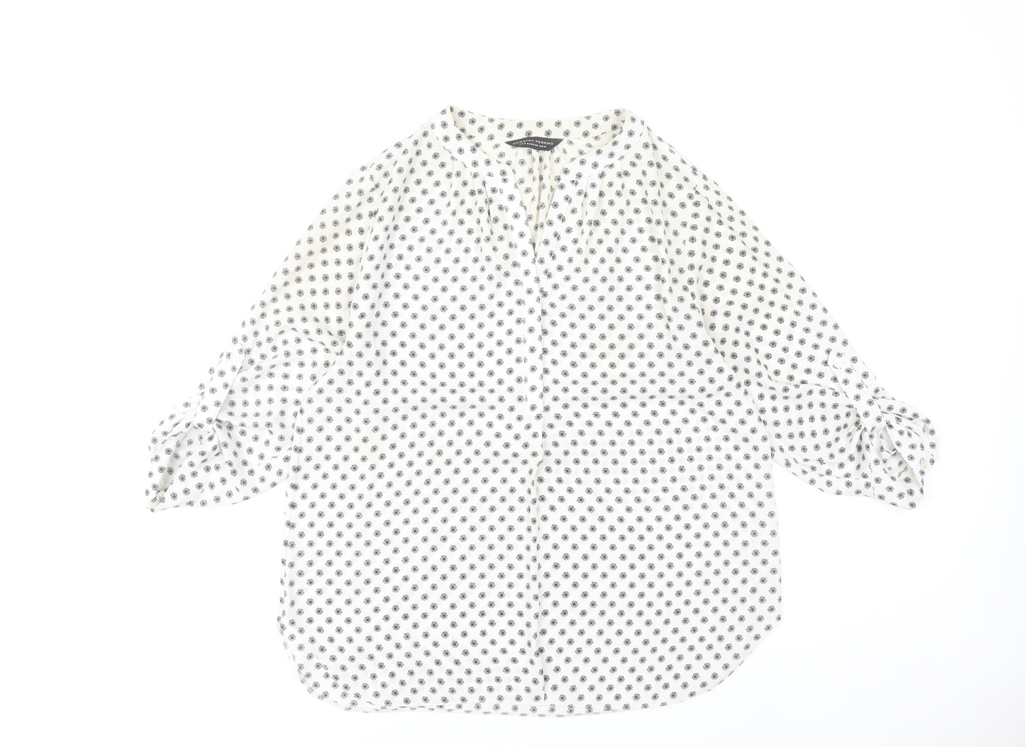 Dorothy Perkins Women’s White Floral Blouse Size 12 Tunic 3/4 Sleeve