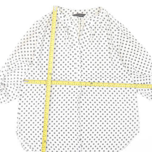 Dorothy Perkins Women’s White Floral Blouse Size 12 Tunic 3/4 Sleeve