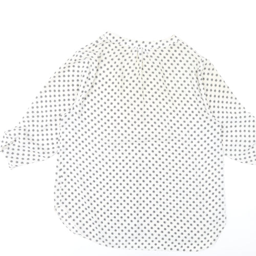 Dorothy Perkins Women’s White Floral Blouse Size 12 Tunic 3/4 Sleeve