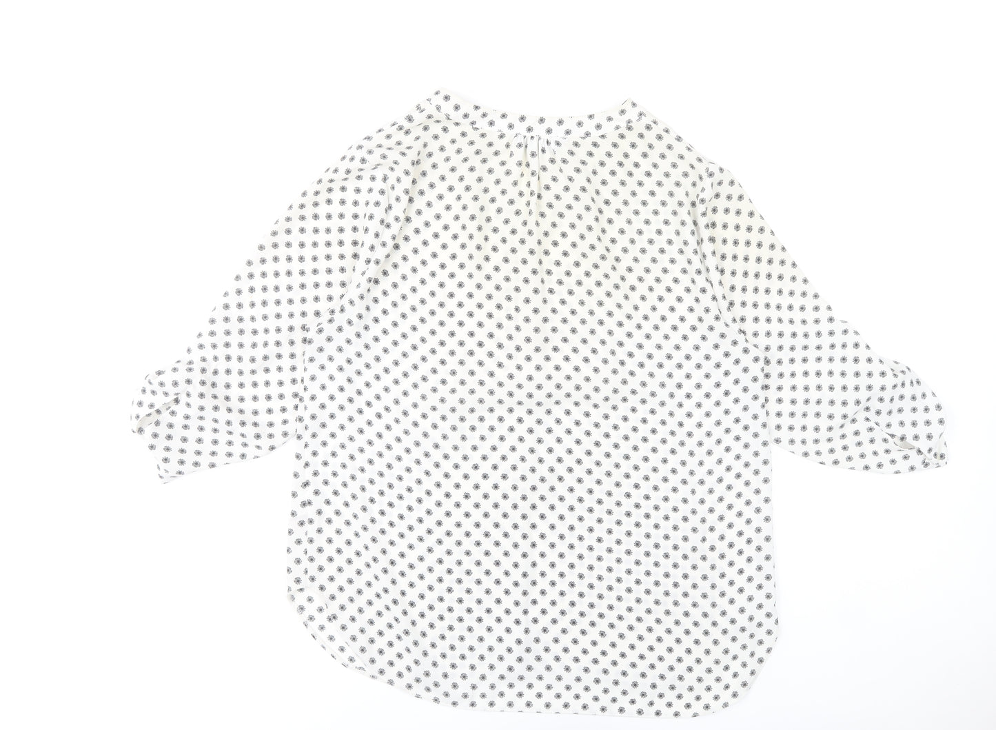 Dorothy Perkins Women’s White Floral Blouse Size 12 Tunic 3/4 Sleeve