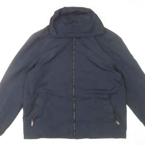 Maine New England Men’s Blue Hooded Zip Jacket Size L 42-44”