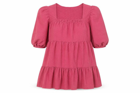 Front view of ASOS Women’s Pink Smock Shift Dress, size UK 16, 3/4 Sleeve Square Neck