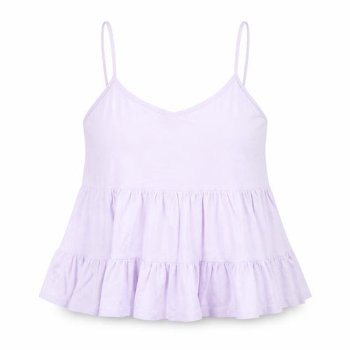 New Look Women Purple Cotton Ruffle Camisole Tank Top UK 14