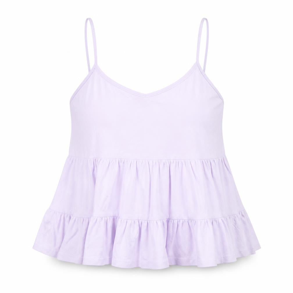 New Look Women Purple Cotton Ruffle Camisole Tank Top UK 14