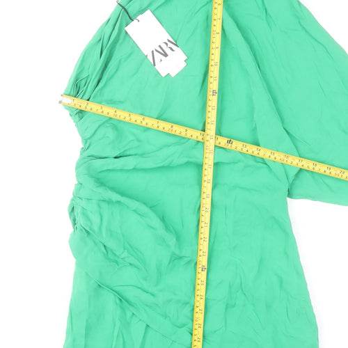 Zara Women’s Green Asymmetric One Shoulder Dress Size 14 Party