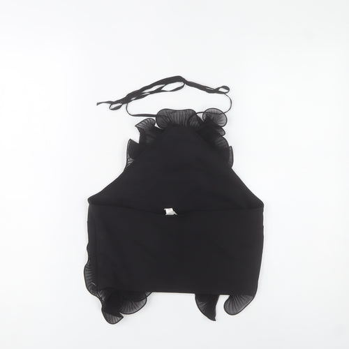 H&M Women Black Halter Ruffle Camisole Tank Top Size S