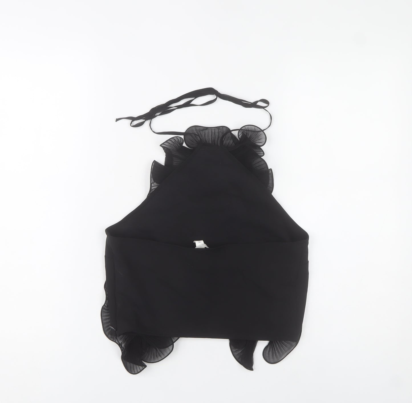 H&M Women Black Halter Ruffle Camisole Tank Top Size S
