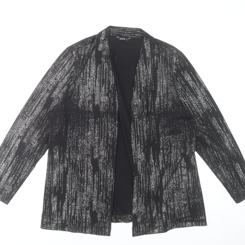 Roman Womens Black Glitter Long Sleeve Open Tunic Blouse Size 16