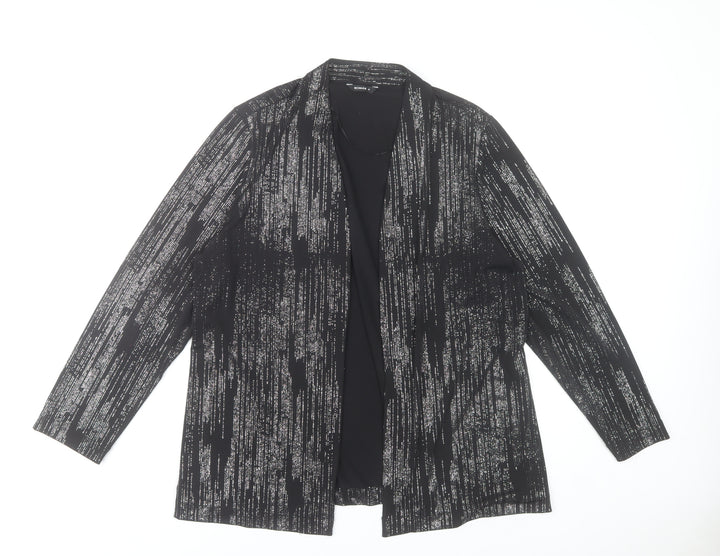 Roman Womens Black Glitter Long Sleeve Open Tunic Blouse Size 16