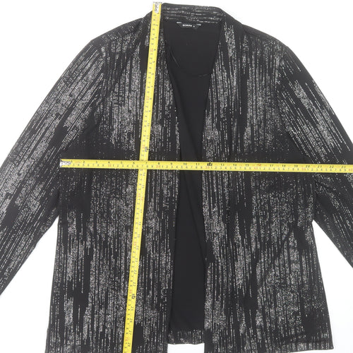 Roman Womens Black Glitter Long Sleeve Open Tunic Blouse Size 16