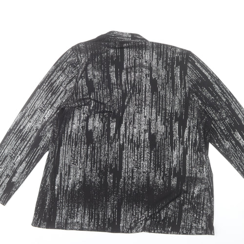 Roman Womens Black Glitter Long Sleeve Open Tunic Blouse Size 16