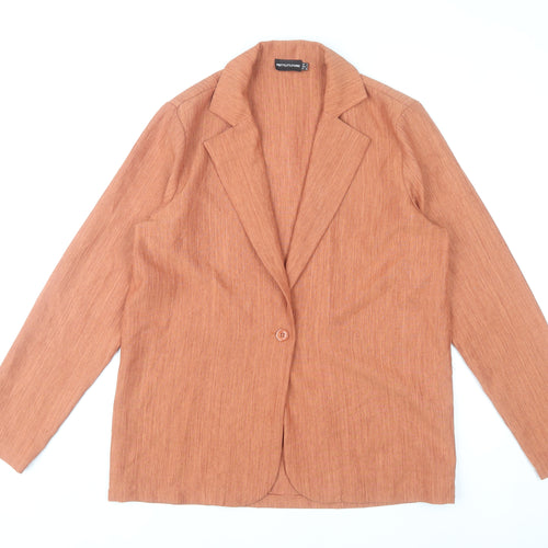 PrettyLittleThing Womens Orange Blazer Size 8 Casual Classic Jacket