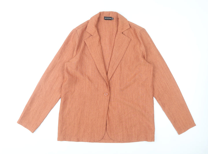 PrettyLittleThing Womens Orange Blazer Size 8 Casual Classic Jacket
