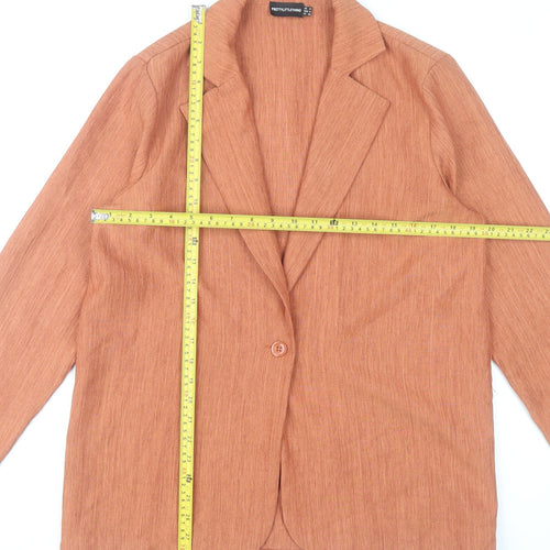 PrettyLittleThing Womens Orange Blazer Size 8 Casual Classic Jacket