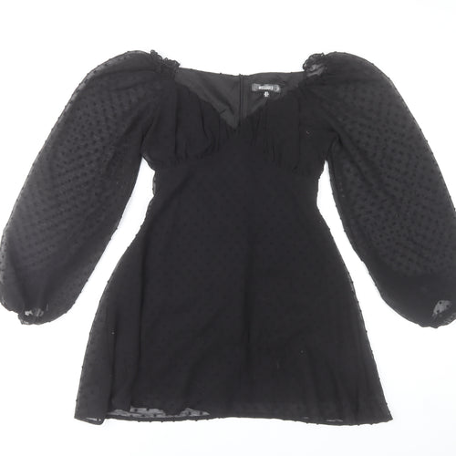 Missguided Women Black Size 6 Mini Bodycon Puff Sleeve Dress