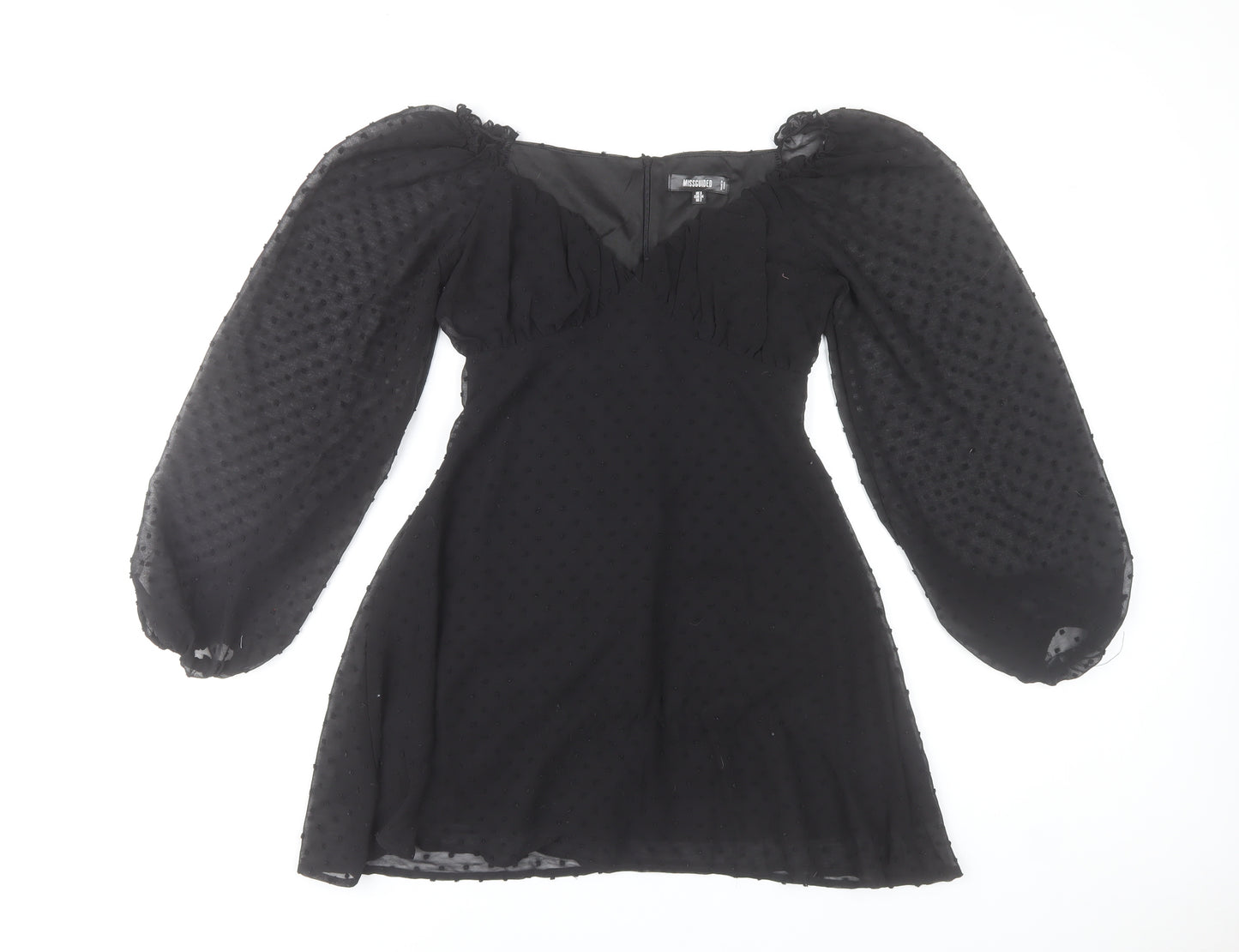 Missguided Women Black Size 6 Mini Bodycon Puff Sleeve Dress