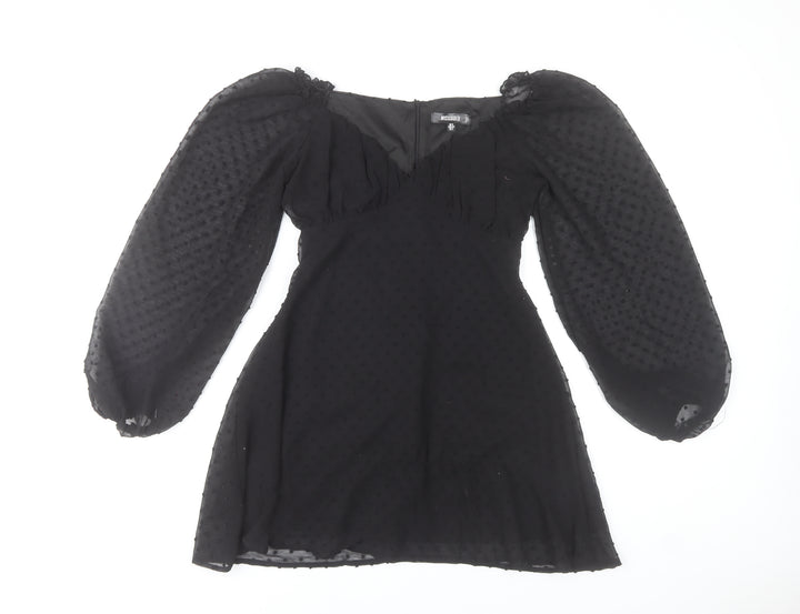 Missguided Women Black Size 6 Mini Bodycon Puff Sleeve Dress
