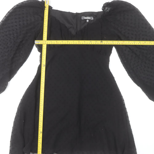 Missguided Women Black Size 6 Mini Bodycon Puff Sleeve Dress