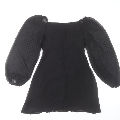 Missguided Women Black Size 6 Mini Bodycon Puff Sleeve Dress
