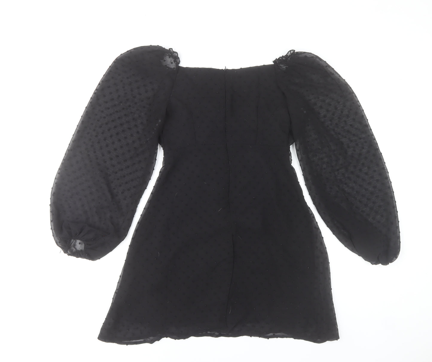 Missguided Women Black Size 6 Mini Bodycon Puff Sleeve Dress