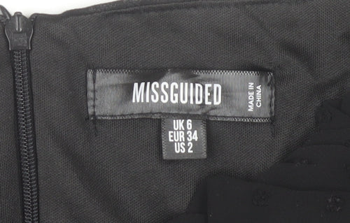 Missguided Women Black Size 6 Mini Bodycon Puff Sleeve Dress