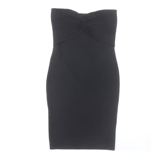 New Look Women’s Black Bodycon Strapless Knee Length Dress Size 10
