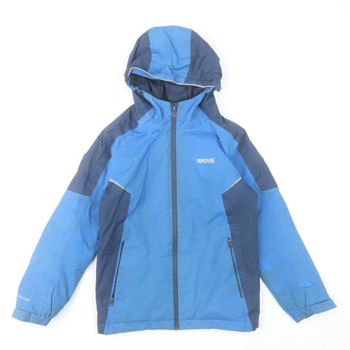 Regatta Boys Blue Waterproof Rain Coat Jacket 9-10 Years Hooded Outdoor