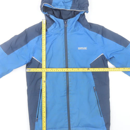 Regatta Boys Blue Waterproof Rain Coat Jacket 9-10 Years Hooded Outdoor