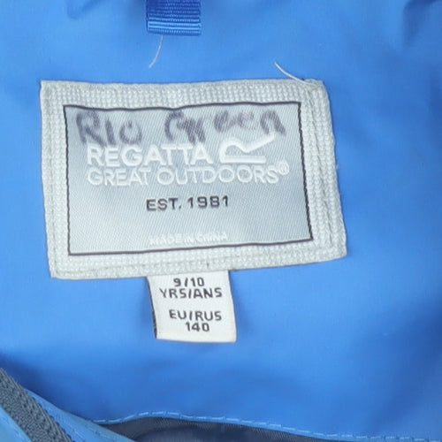 Regatta Boys Blue Waterproof Rain Coat Jacket 9-10 Years Hooded Outdoor