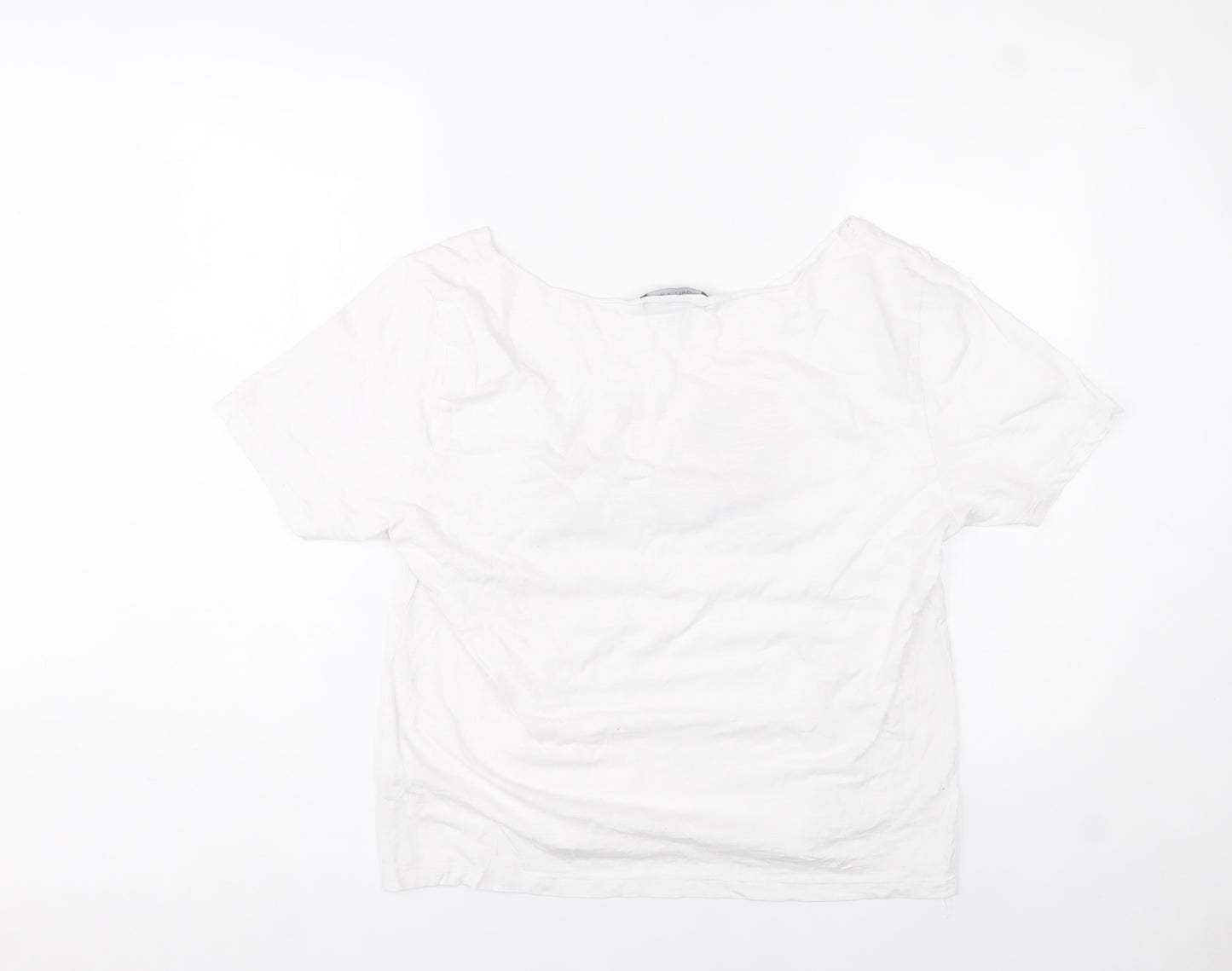 Kendall + Kylie Womens White Graphic T-Shirt Size 14 Short Sleeve Cotton