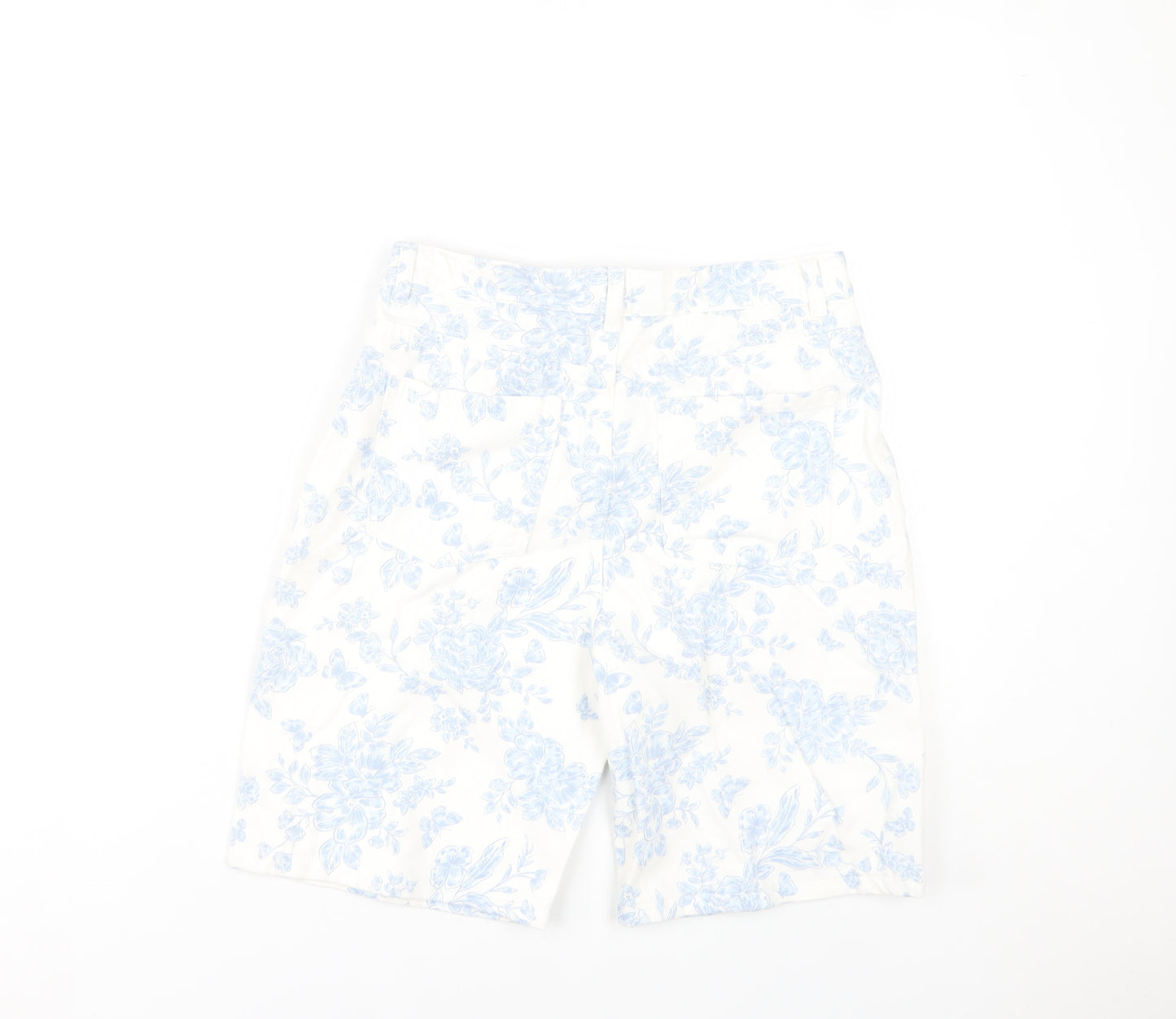 Marks and Spencer Girls Ivory Floral Bermuda Shorts 12-13Y Cotton Adjustable Waist