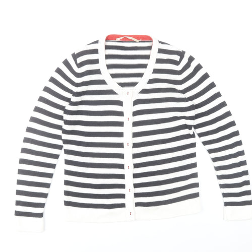 Gardeur Womens Black White Striped V-Neck Cardigan Size 10