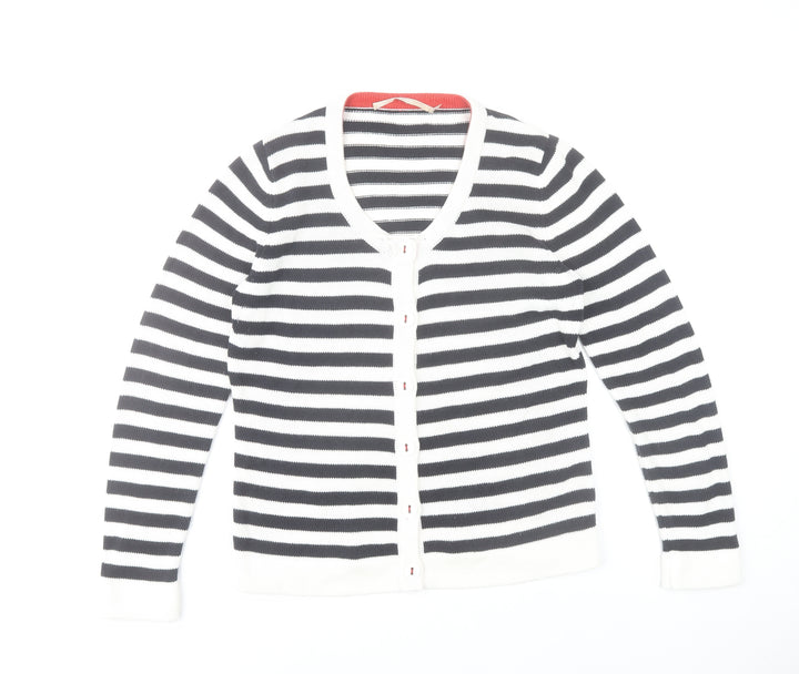 Gardeur Womens Black White Striped V-Neck Cardigan Size 10