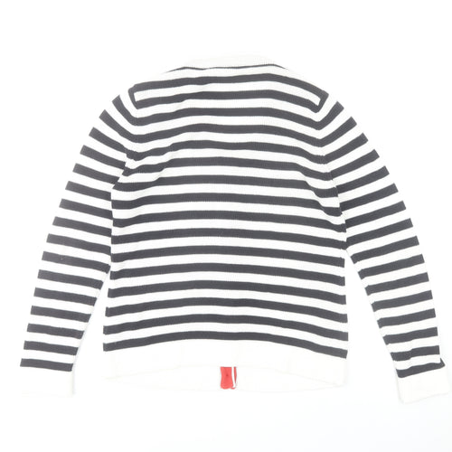 Gardeur Womens Black White Striped V-Neck Cardigan Size 10