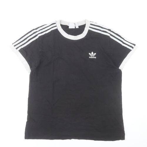 Adidas Womens Black Size 12 Cotton Crew Neck Short Sleeve T-Shirt