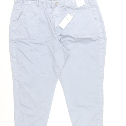 Marks and Spencer Womens Blue Chino Trousers Size 24 Elastic Waist