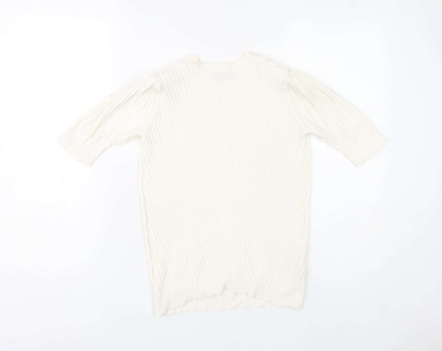 Marks and Spencer Women’s Ivory Knit Blouse Size 10 Puff Sleeve