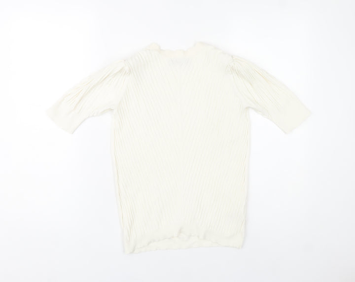 Marks and Spencer Women’s Ivory Knit Blouse Size 10 Puff Sleeve