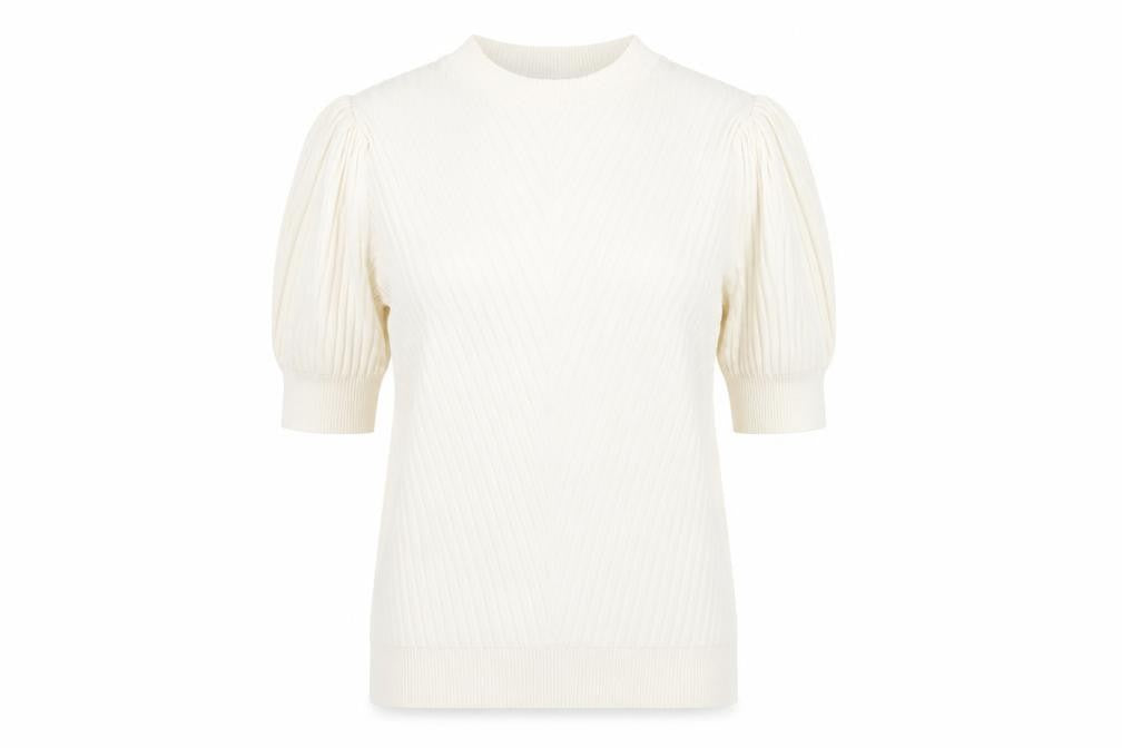 Marks and Spencer Women’s Ivory Knit Blouse Size 10 Puff Sleeve